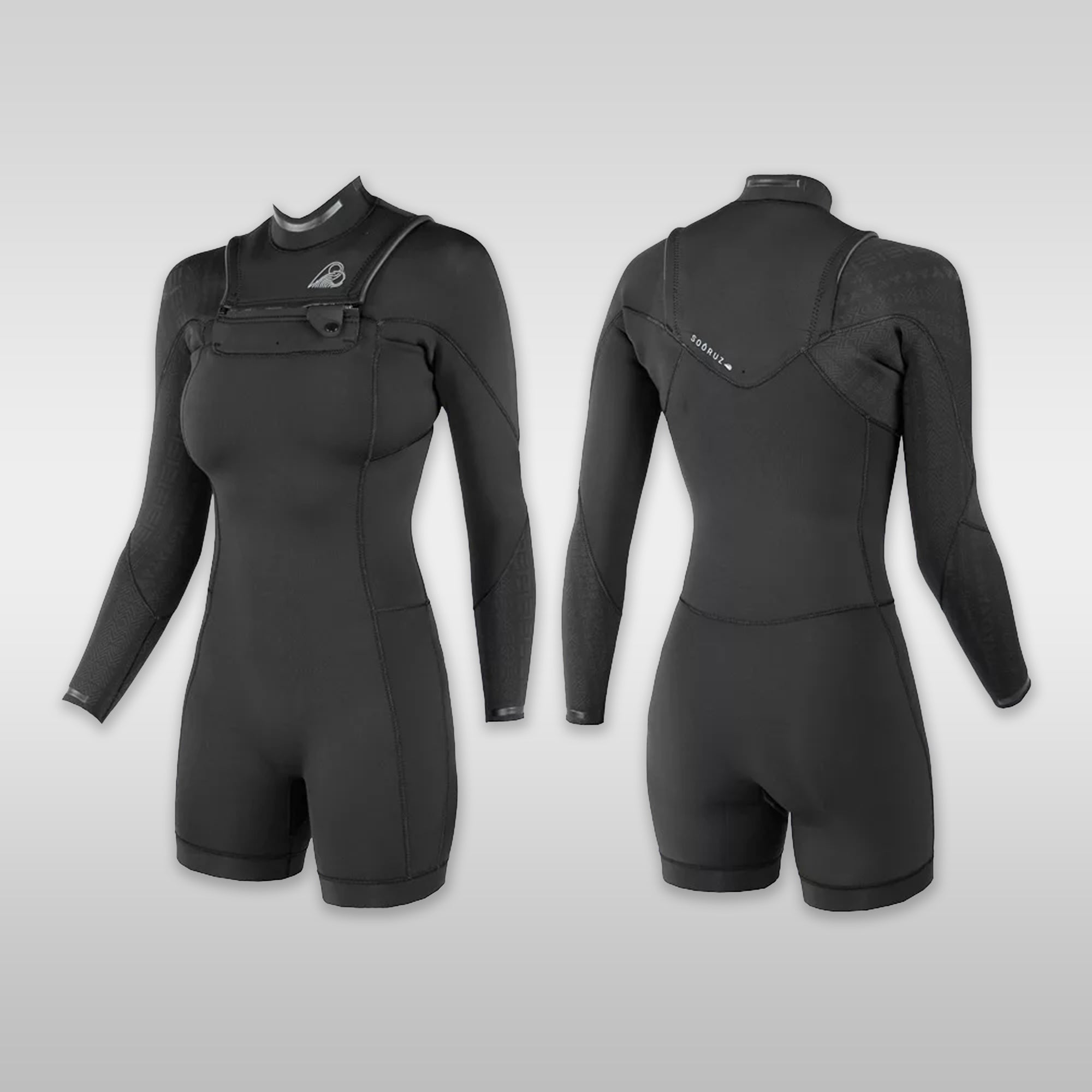 Surfshop windsurfshop Soöruz Neopren Wetsuit Women DIVINE Shorty LS Front-Zip Black
